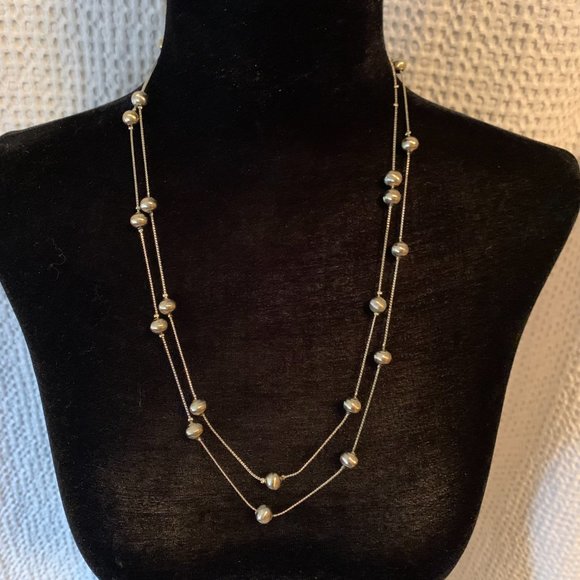 Vintage Long Silver Beaded Necklace - Picture 3 of 8